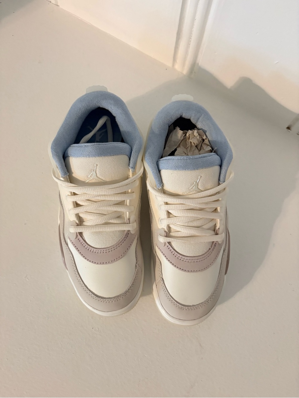 Jordan Low Top Sneakers in Cream, Light Blue & Lavender